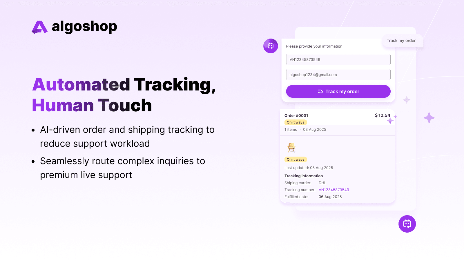 Algoshop analytics showing sales performance data