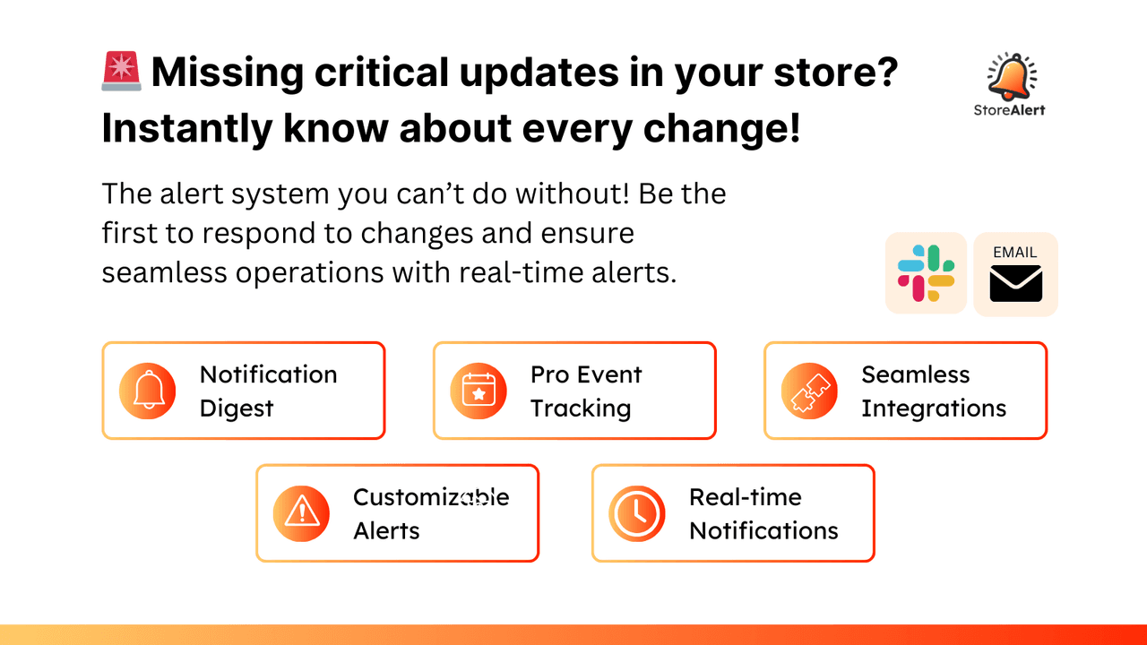 StoreAlert promotional image presenting store event monitoring and notification features