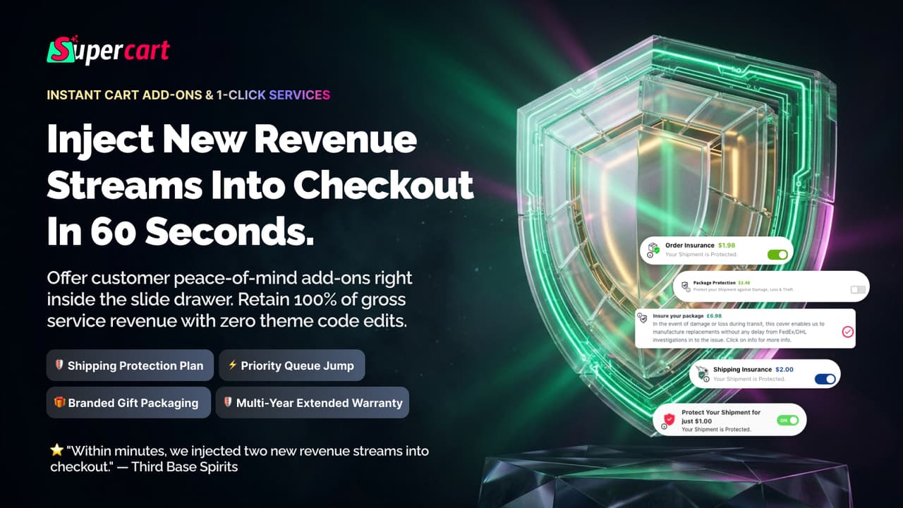 Supercart promotional examples of optional shipping protection