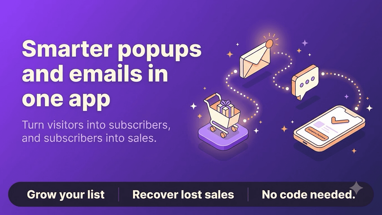 HustlePop official promotional artwork introducing popup-led email signup journeys