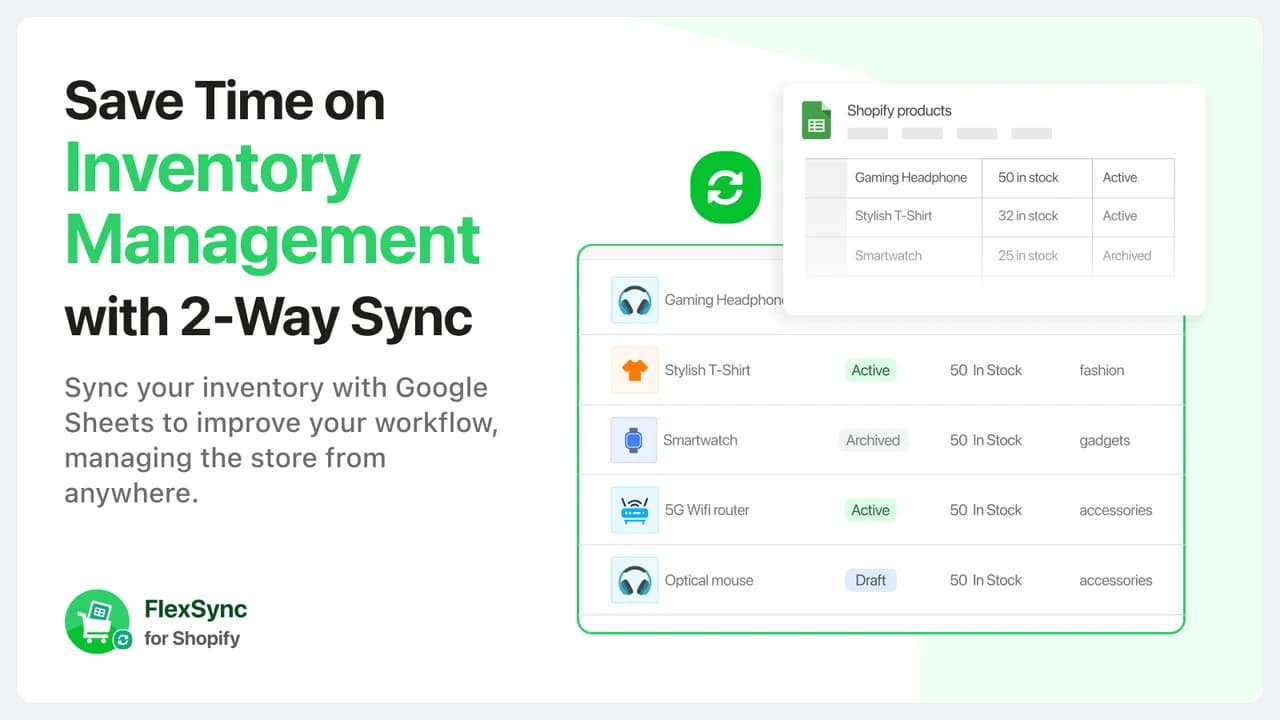 FlexSync overview of Shopify inventory synchronization with Google Sheets