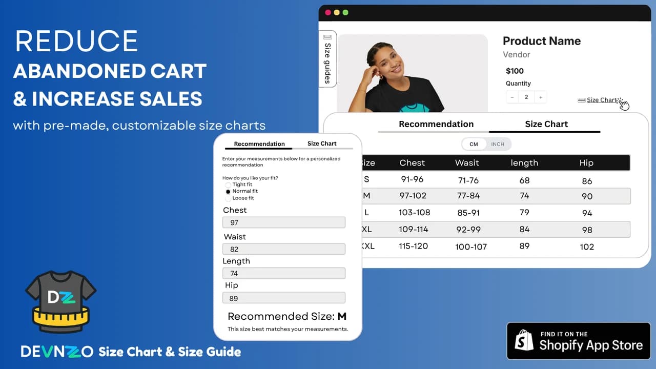 DEVNZO size guide and recommendation overview