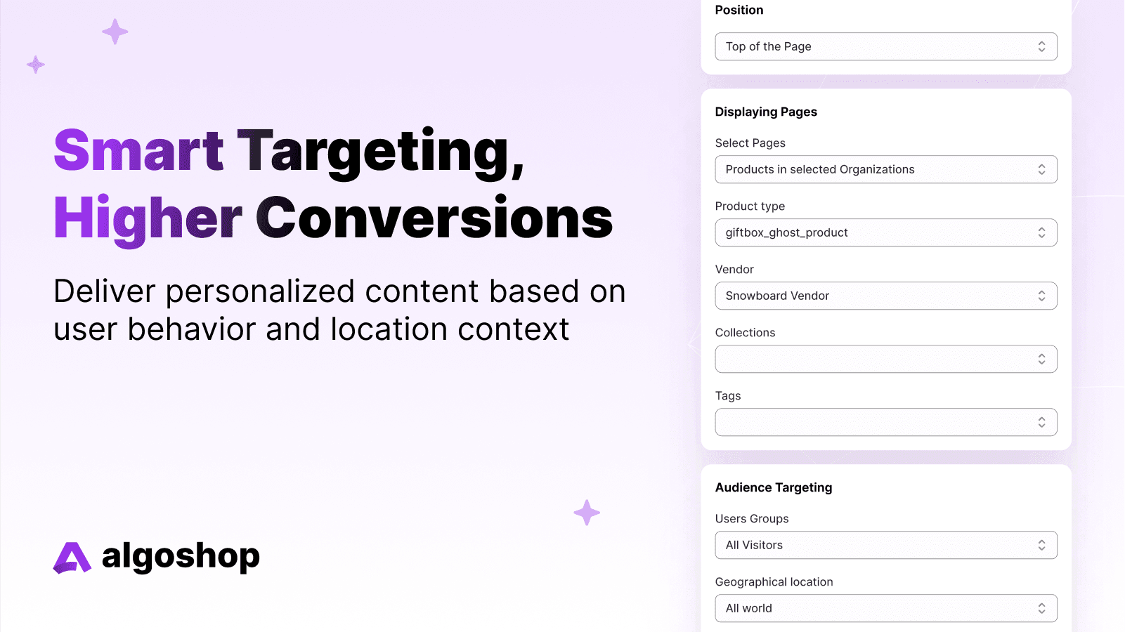 algoshop Announcement Bar Shopify app promotional screenshot 3 illustrating storefront promotional announcement bars.