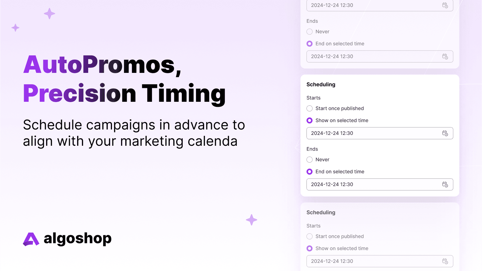 algoshop Announcement Bar Shopify app promotional screenshot 5 illustrating storefront promotional announcement bars.