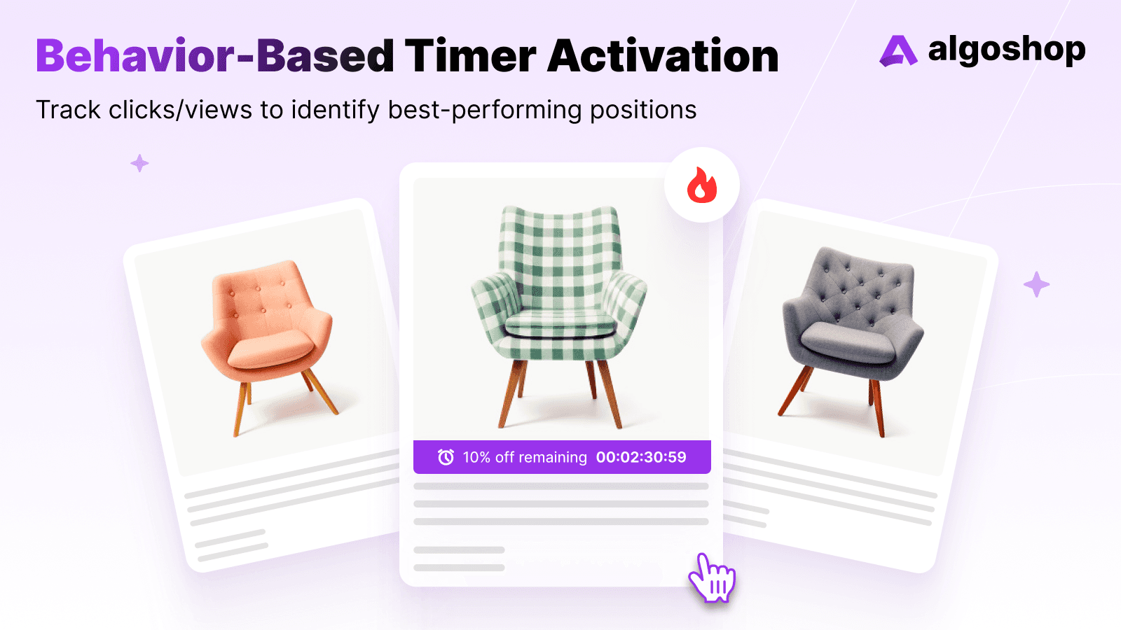 algoshop Countdown Timer Shopify app promotional screenshot 3 illustrating storefront sale countdown timers.