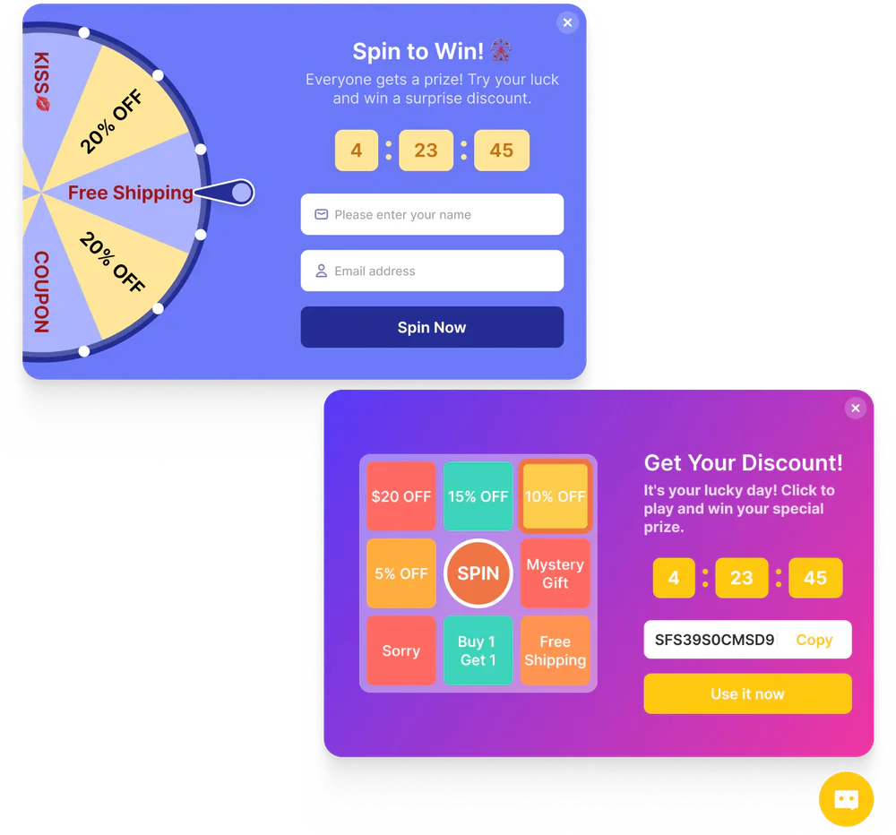 Spin-to-Win & Grid Draw Coupon Cards